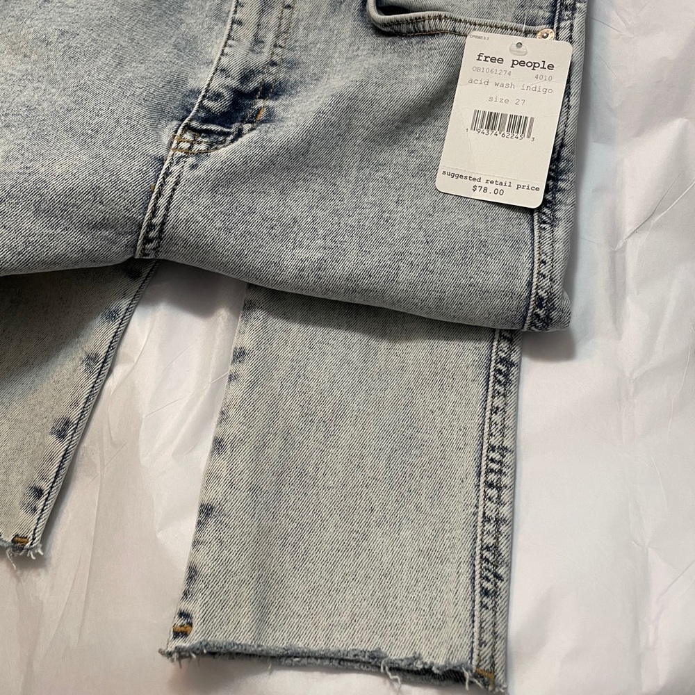 HP⭐️FREE PEOPLE Raw High-Rise Jeggings NWT 27 Acid - Picture 15 of 16